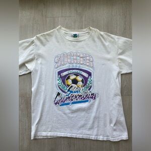 Vintage 1992 Soccer Colorado State Championship White T-Shirt USA Size Large 90s
